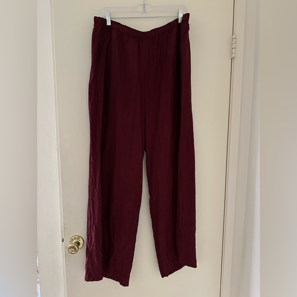 J. Crew Stratus pant in burgundy textured satin - Picture 2 of 7
